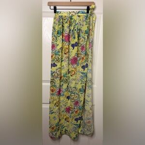 New Kulani Kinis Green/Yellow Floral Cover Up Maxi Skirt Size L/XL
